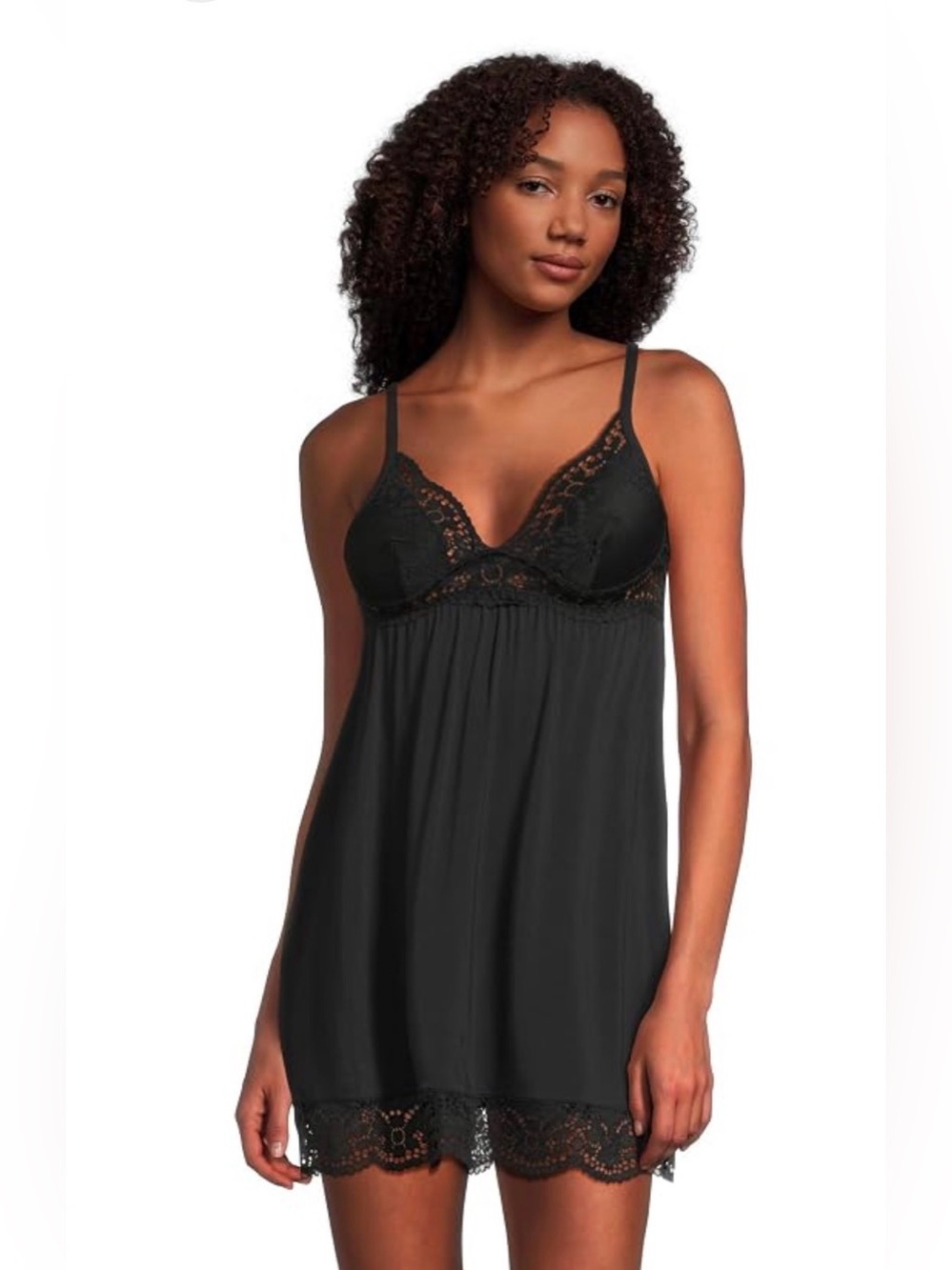 Eberjey Black Lace-Trim Chemise